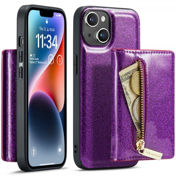 Dg.Ming iPhone 15 -suojakuori M3 Series irrotettava korttikotelo Glitter Violetti