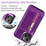 Dg.Ming iPhone 15 -suojakuori M3 Series irrotettava korttikotelo Glitter Violetti