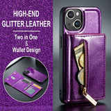 Dg.Ming iPhone 15 -suojakuori M3 Series irrotettava korttikotelo Glitter Violetti