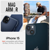 Spigen iPhone 15 -kuori Mag Armor MagFit Navy Blue