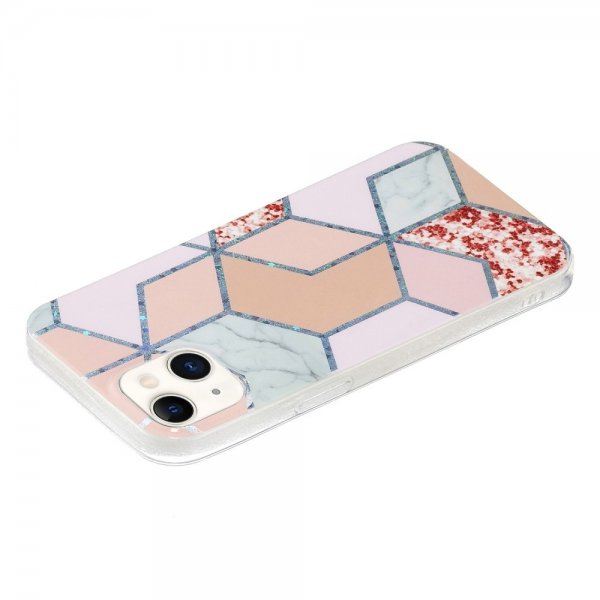 iPhone 15 Kuori Marmorikuvio Punainen Vaaleanpunainen