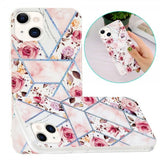 iPhone 15 Kuori Marmorikuvio Ruusut Pinkki