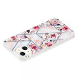 iPhone 15 Kuori Marmorikuvio Ruusut Pinkki