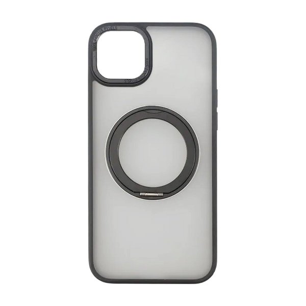 Rvelon iPhone 15 -suojakuori pyörivällä MagSafe-jalustalla, mattamusta