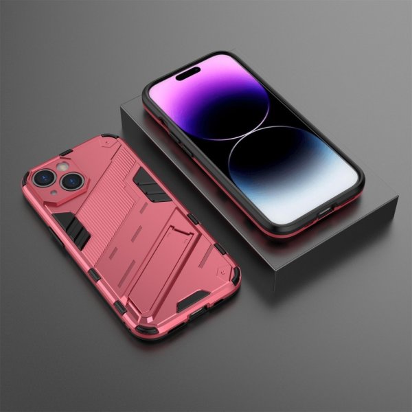 iPhone 15 -kuori jalustalla, magenta