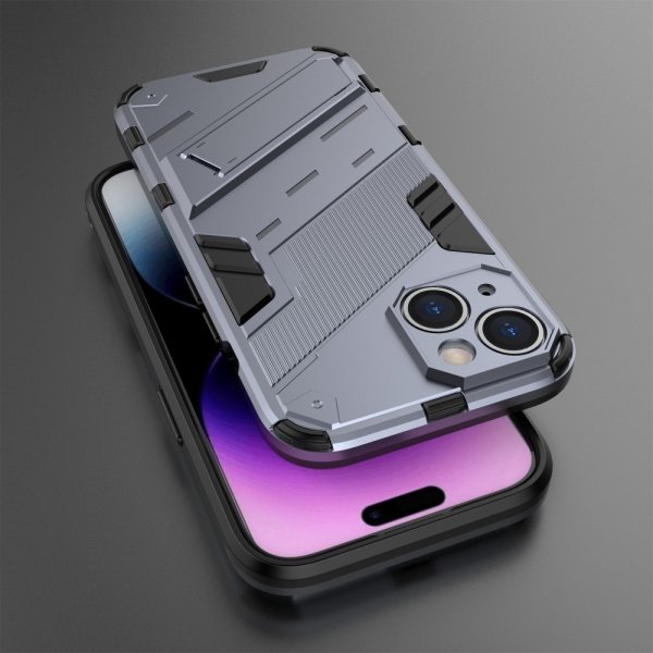 iPhone 15 -kotelo jalustalla, tummansininen