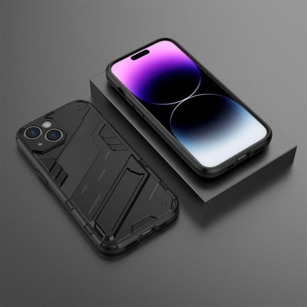 iPhone 15 -kotelo jalustalla, musta