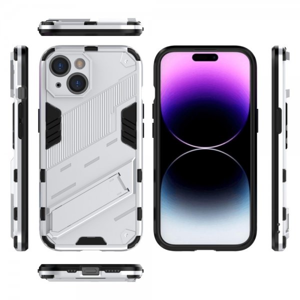 iPhone 15 -kotelo jalustalla, valkoinen