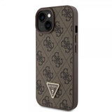 Guess iPhone 15 Kuori Metal Logo Strass Crossbody-hihna Ruskea