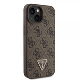Guess iPhone 15 Kuori Metal Logo Strass Crossbody-hihna Ruskea