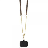 Guess iPhone 15 Kuori Metal Logo Strass Crossbody-hihna Ruskea