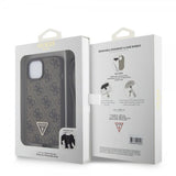 Guess iPhone 15 Kuori Metal Logo Strass Crossbody-hihna Ruskea