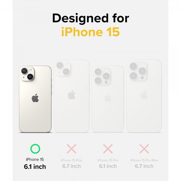 Ringke iPhone 15 -kuori, Onyx Design, ruutukuvio, keltainen