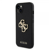 Guess iPhone 15 Perforoitu Glitter Musta -kuori
