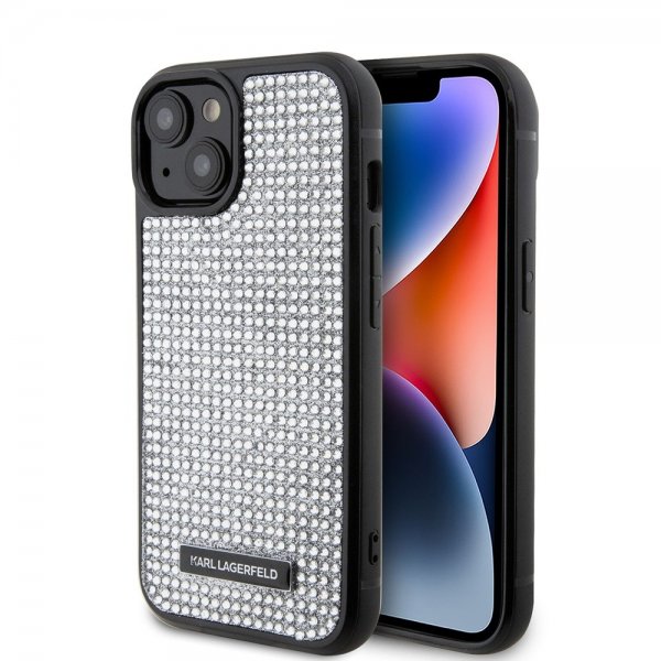 Karl Lagerfeld iPhone 15 -kuori Rhinestone Silver