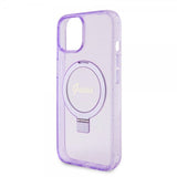Guess iPhone 15 Kuoret Ring Stand Glitter MagSafe Violetti