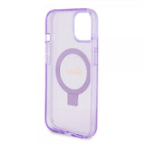 Guess iPhone 15 Kuoret Ring Stand Glitter MagSafe Violetti