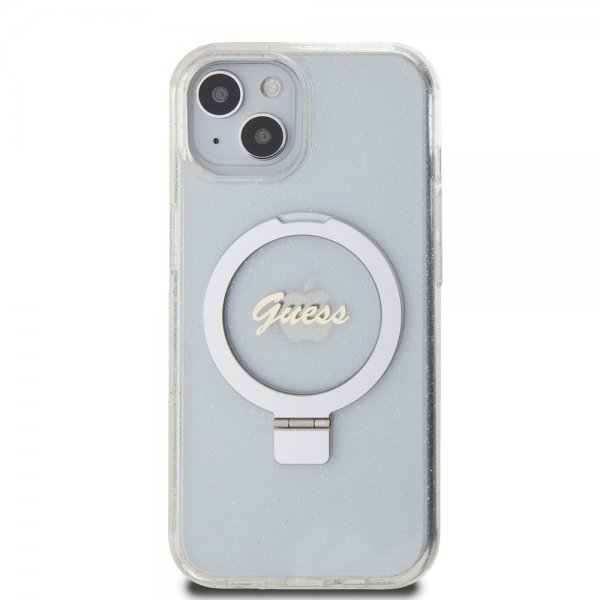 Guess iPhone 15 Kuori Sormusteline Glitter MagSafe Läpinäkyvä