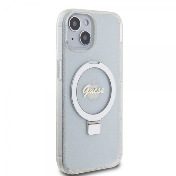 Guess iPhone 15 Kuori Sormusteline Glitter MagSafe Läpinäkyvä