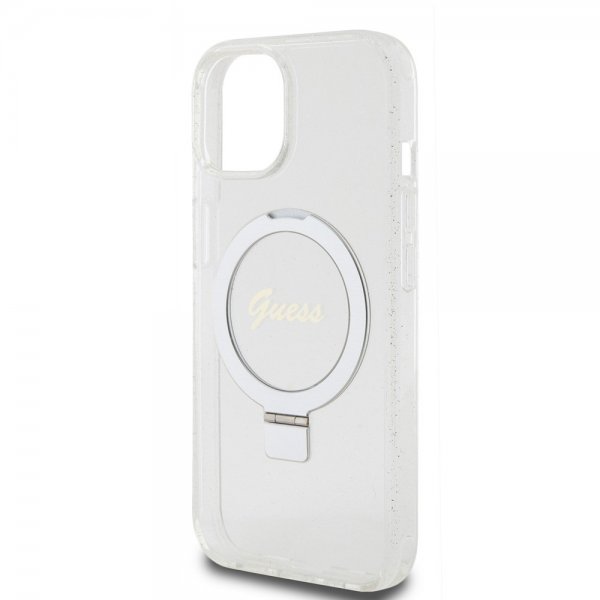 Guess iPhone 15 Kuori Sormusteline Glitter MagSafe Läpinäkyvä