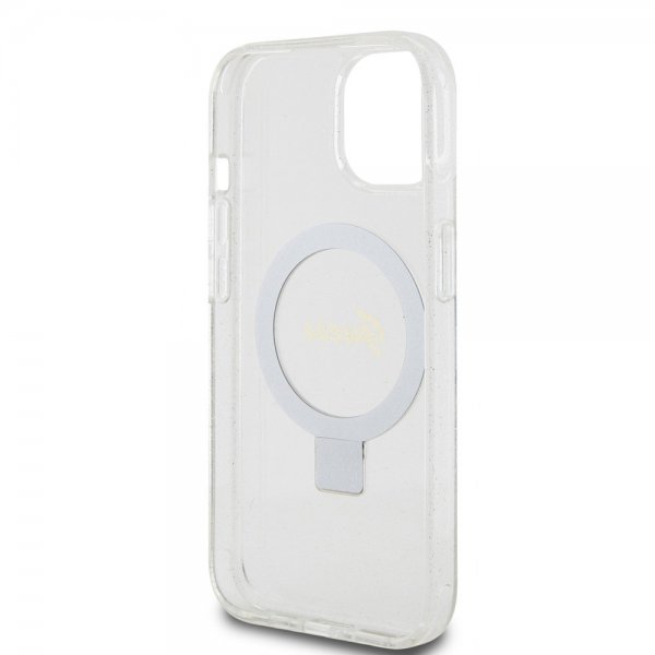 Guess iPhone 15 Kuori Sormusteline Glitter MagSafe Läpinäkyvä