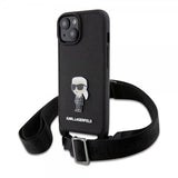 Karl Lagerfeld iPhone 15 Suojakuori Saffiano Crossbody Musta