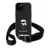 Karl Lagerfeld iPhone 15 Suojakuori Saffiano Crossbody Musta
