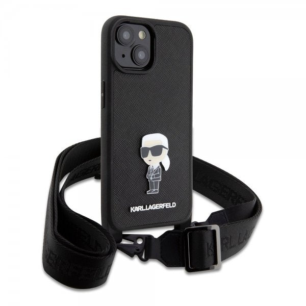 Karl Lagerfeld iPhone 15 Suojakuori Saffiano Crossbody Musta