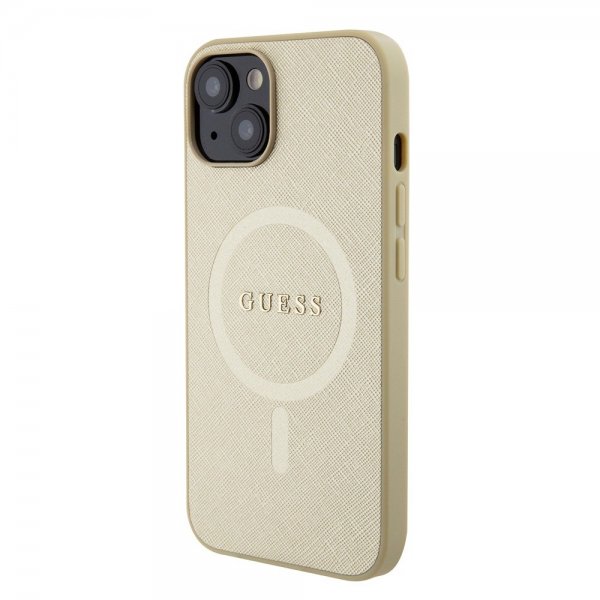 Guess iPhone 15 Kuoret Saffiano MagSafe Beige