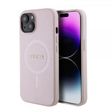 Guess iPhone 15 Saffiano MagSafe -kuori pinkki