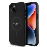 Guess iPhone 15 Saffiano MagSafe -suojakuori, musta
