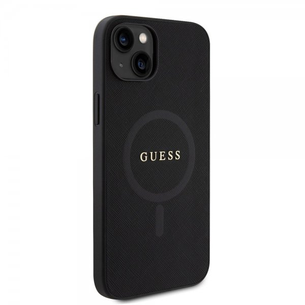 Guess iPhone 15 Saffiano MagSafe -suojakuori, musta