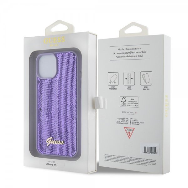 Guess iPhone 15 Suojakuori Sequin Violetti