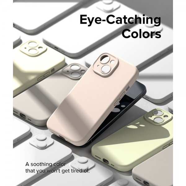 Ringke iPhone 15 Silicone Magnetic Pink Sand -suojakuori