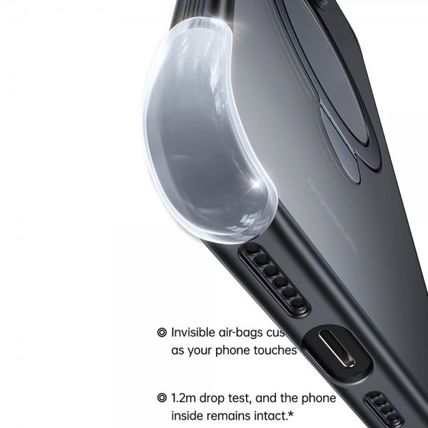 Baseus iPhone 15 -kuori Smart Ring Series MagSafe, musta
