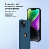 Nillkin iPhone 15 -kuori Super Frosted Shield Pro Logo Hole sininen