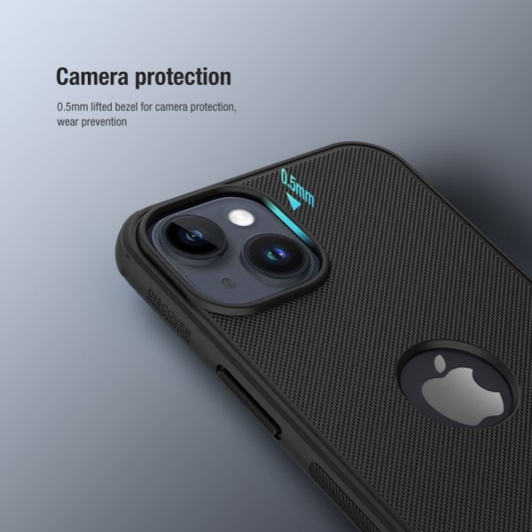 Nillkin iPhone 15 -kuori Super Frosted Shield Pro Logo Hole sininen