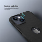 Nillkin iPhone 15 -kuori Super Frosted Shield Pro Logo Hole sininen