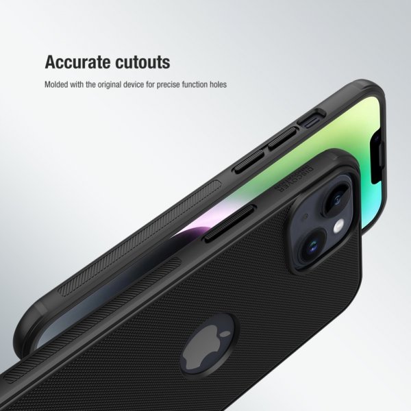Nillkin iPhone 15 -kuori Super Frosted Shield Pro Logo Hole musta