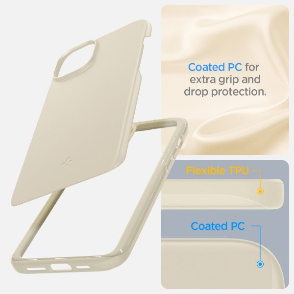 Spigen iPhone 15 -kuori Thin Fit Mute Beige