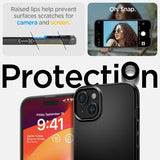 Spigen iPhone 15 Thin Fit -kuori, musta