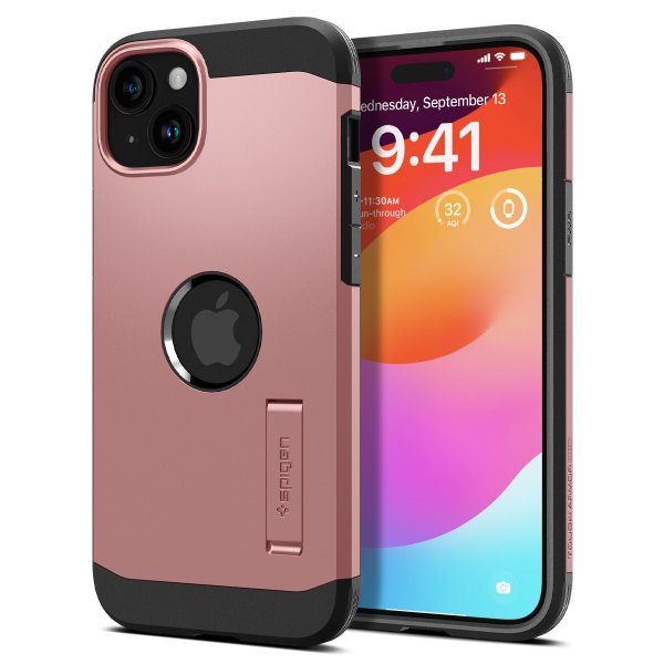 Spigen iPhone 15 -kuori Tough Armor MagFit Rose Gold