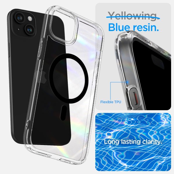 Spigen iPhone 15 -kuori, Ultra Hybrid MagFit, musta