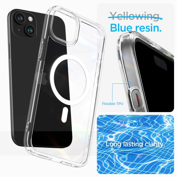 Spigen iPhone 15 -suojakuori Ultra Hybrid MagFit, valkoinen