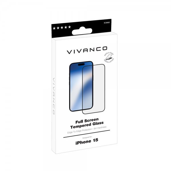 Vivanco iPhone 15 Näytönsuoja koko näytölle