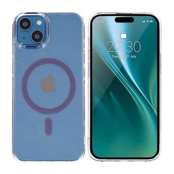 iPhone 15 -kuori, TPU, MagSafe, violetti