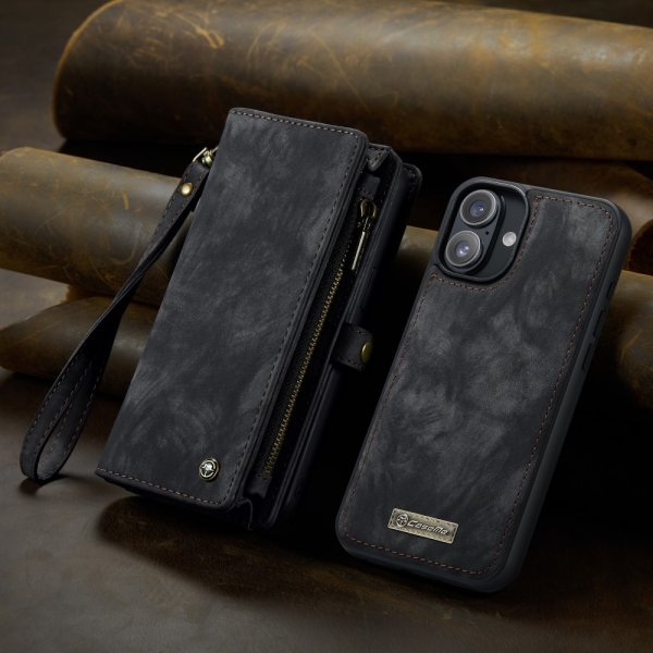 CaseMe iPhone 16 -suojakotelo 008-sarja irrotettava kuori, musta