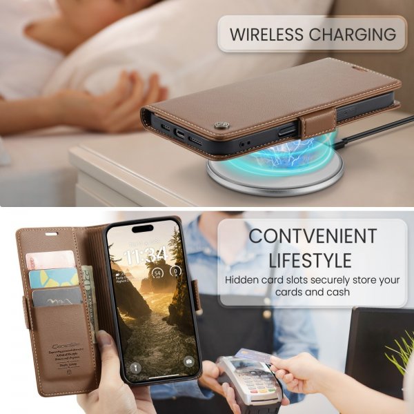 CaseMe iPhone 16 Kotelo 023 Series Ruskea