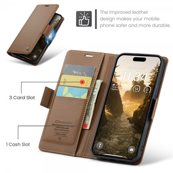 CaseMe iPhone 16 Kotelo 023 Series Ruskea