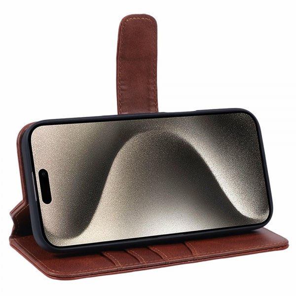Nordic Covers iPhone 16 -suojakuori, Essential Leather, Maple Brown